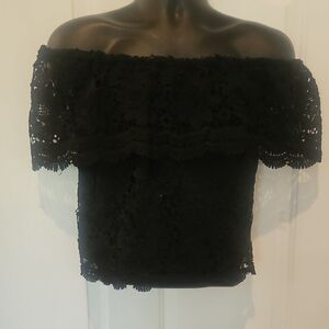 Elegant Black Lace Off-Shoulder Top